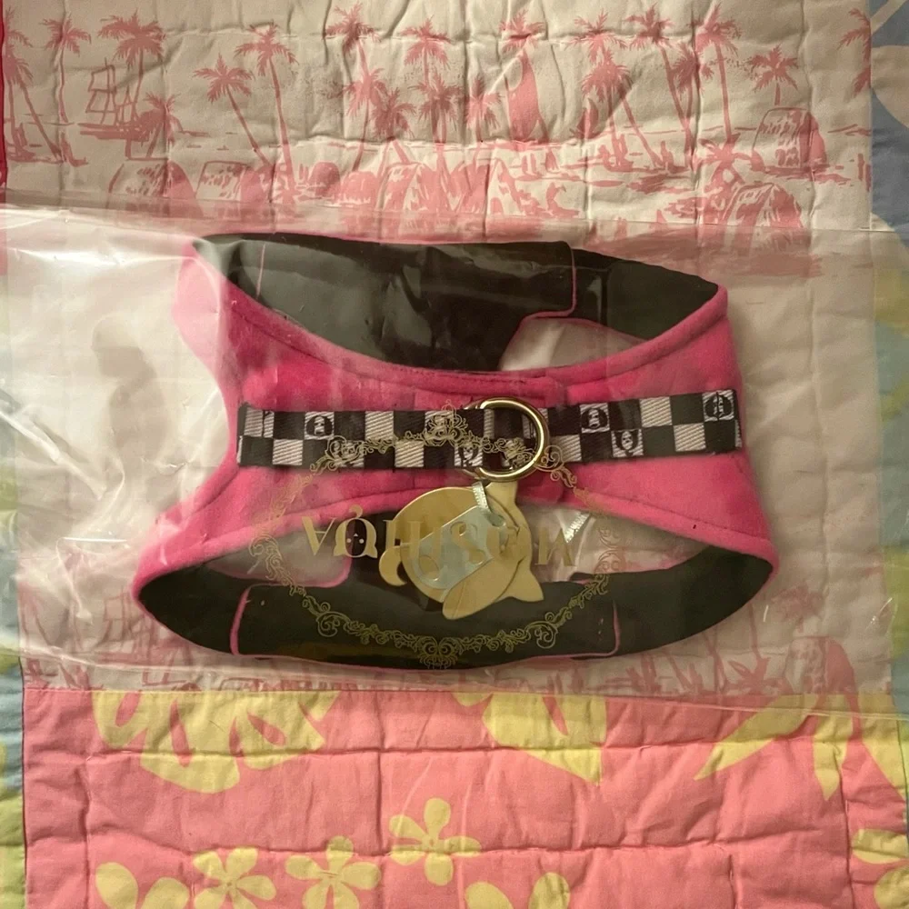 MOSHIQA Pink Padded Dog Cat Pet Harness Size XS M L Soft Buckle Checker Frenchie
